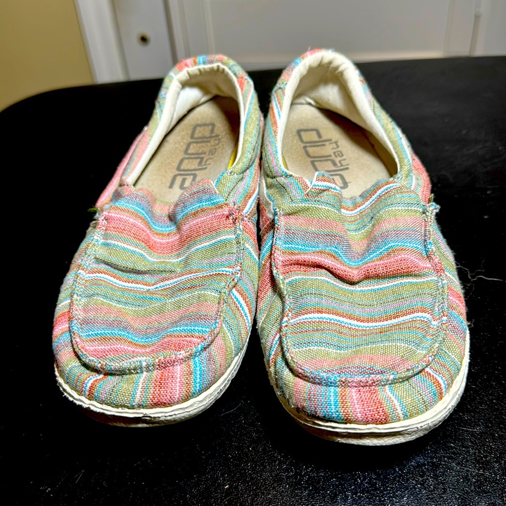 Hey dude Misty Chambray stripes grass L7-Y6 slipon loafer sneakers